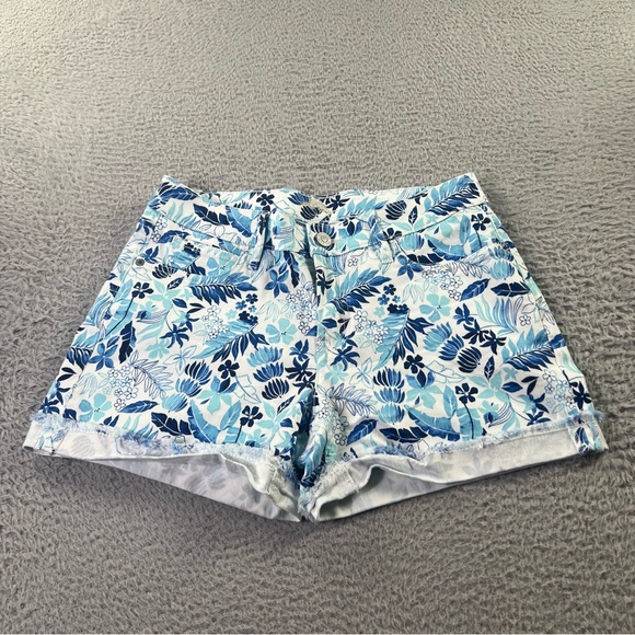Tommy Bahama Pants - Tommy Bahama Denim Shorts Womens 27 White Blue Floral Tropical Beach Hawaiian